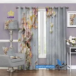 پرده پانچ گلدار طرح برگ گلها کد s-4268
