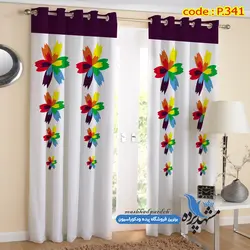 پرده پانچ گلدار طرح گل های رنگی و آبرنگی کد p-341
