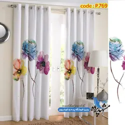 پرده پانچ گلدار طرح آبرنگی کد p-769