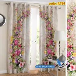 پرده پانچ گلدار طرح آبرنگ کد p-794