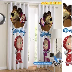پرده پانچ کودکانه طرح کارتونی خرس و دختر کوچولو کد p-8116