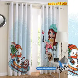 پرده پانچ کودک طرح دختر و آدم برفی کد p-8160
