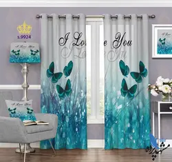 پرده پانچ فانتزی طرح پروانه ها در چمن کد S9924