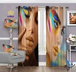پرده پانچ چهره طرح زن آرایش کرده کد S9066