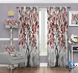 پرده پانچ فانتزی طرح درخت و برگ کد S8075