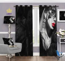 پرده پانچ چهره طرح دختر نقاب زده کد S9257