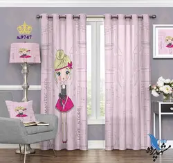 پرده پانچ دخترانه طرح دختر دامن پوش کد S9747