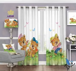 پرده پانچ کودک طرح بچه خرس های شاد کد S8249