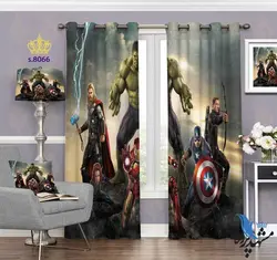 پرده پانچ پسرانه طرح کارتون هالک کد S8066