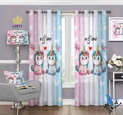 پرده پانچ کودک طرح اسب های شاخدار کد S9913