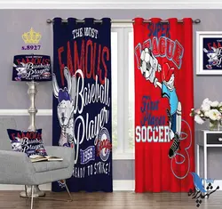 پرده پانچ کودک طرح پسر فوتبالیست و خرگوش بیسبالیست کد S8927