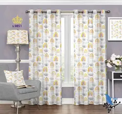 پرده پانچ کودک طرح ابر و رنگین کمان ریز کد S9851