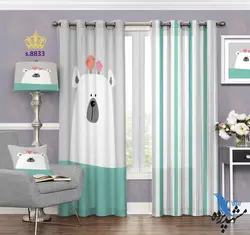 پرده پانچ کودک طرح خرس و گنجشک کد S8833