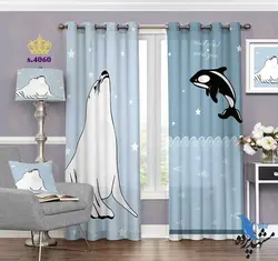 پرده پانچ کودک طرح فک و دلفین کد S4060