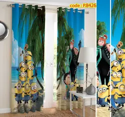 پرده پانچ کودک طرح مینیون ها کنار دریا کد p-8426