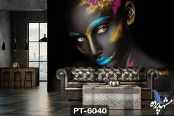 پوستر دیواری طرح چهره زن سیاه کد PT-6040