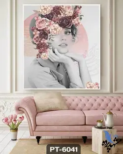 پوستر دیواری طرح چهره زن و گل کد PT-6041