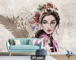 پوستر دیواری طرح نقاشی چهره دختر کد PT-6007