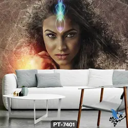 پوستر دیواری طرح چهره زن برنزه کد PT-7401