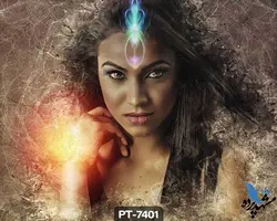 پوستر دیواری طرح چهره زن برنزه کد PT-7401