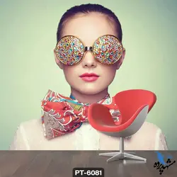 پوستر دیواری طرح چهره دختر عینکی کد PT-6081
