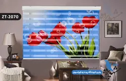 پرده زبرا تصویری چاپی طرح گل لاله کد ZT2070