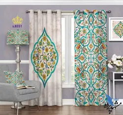 پرده پانچ اسلیمی طرح گل و برگ کد S8551