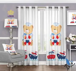 پرده پانچ کودک طرح بچه خرس و کشتی کد S9028