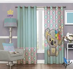 پرده پانچ کودک طرح بچه خرس عینکی کد S8768