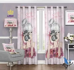 پرده پانچ دخترانه طرح دختر عکاس کد S9045