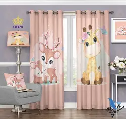 پرده پانچ کودک طرح آهو و زرافه کد S8378