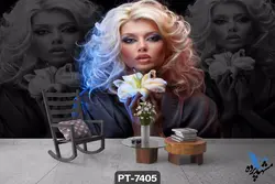 پوستر دیواری طرح چهره زن بور کد PT-7405