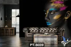 پوستر دیواری طرح چهره زن سیاه کد PT-6039