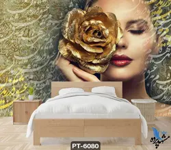 پوستر دیواری طرح چهره زن نستعلیق کد PT-6080