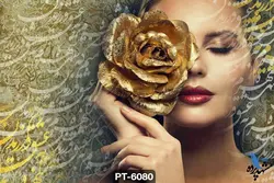 پوستر دیواری طرح چهره زن نستعلیق کد PT-6080