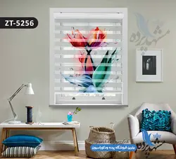 پرده زبرا تصویری چاپی طرح فانتزی گل لاله کد ZT5256