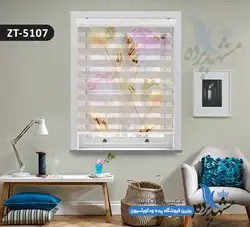 پرده زبرا تصویری چاپی طرح گل سه بعدی کد ZT5107