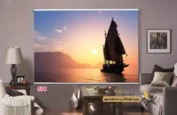 پرده شید رول تصویری طرح قایق و غروب کد 554
