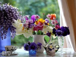 پرده لوردراپه تصویری طرح گلدان گل کد 370