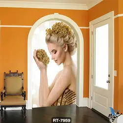 پرده شرشره تصویری طرح نیمرخ زن میکاپ کرده RT7959