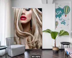 پرده شرشره تصویری طرح زن آرایش کرده RT7870