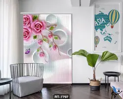 پرده شرشره تصویری طرح گل و برگ RT7797