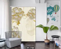 پرده شرشره تصویری طرح گل و مروارید RT7788