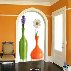 پرده شرشره تصویری طرح گلدان فانتزی و گل RT7980