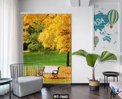 پرده شرشره تصویری طرح نیمکت و درختان پاییزی RT7862