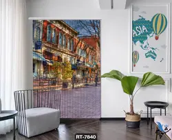 پرده شرشره تصویری طرح سنگ فرش و فروشگاه ها RT7840