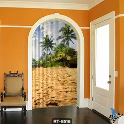 پرده شرشره تصویری طرح ماسه و درخت نخل RT8516