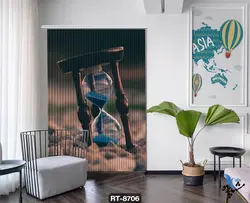 پرده شرشره تصویری طرح ساعت شنی RT8706