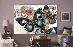 پرده شید رول تصویری طرح نقاشی پروانه ها کد ST9272