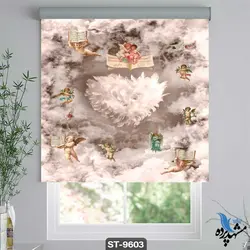 پرده شید رول تصویری طرح نقاشی کلاسیک فرشته ها میان ابرها کد ST9603